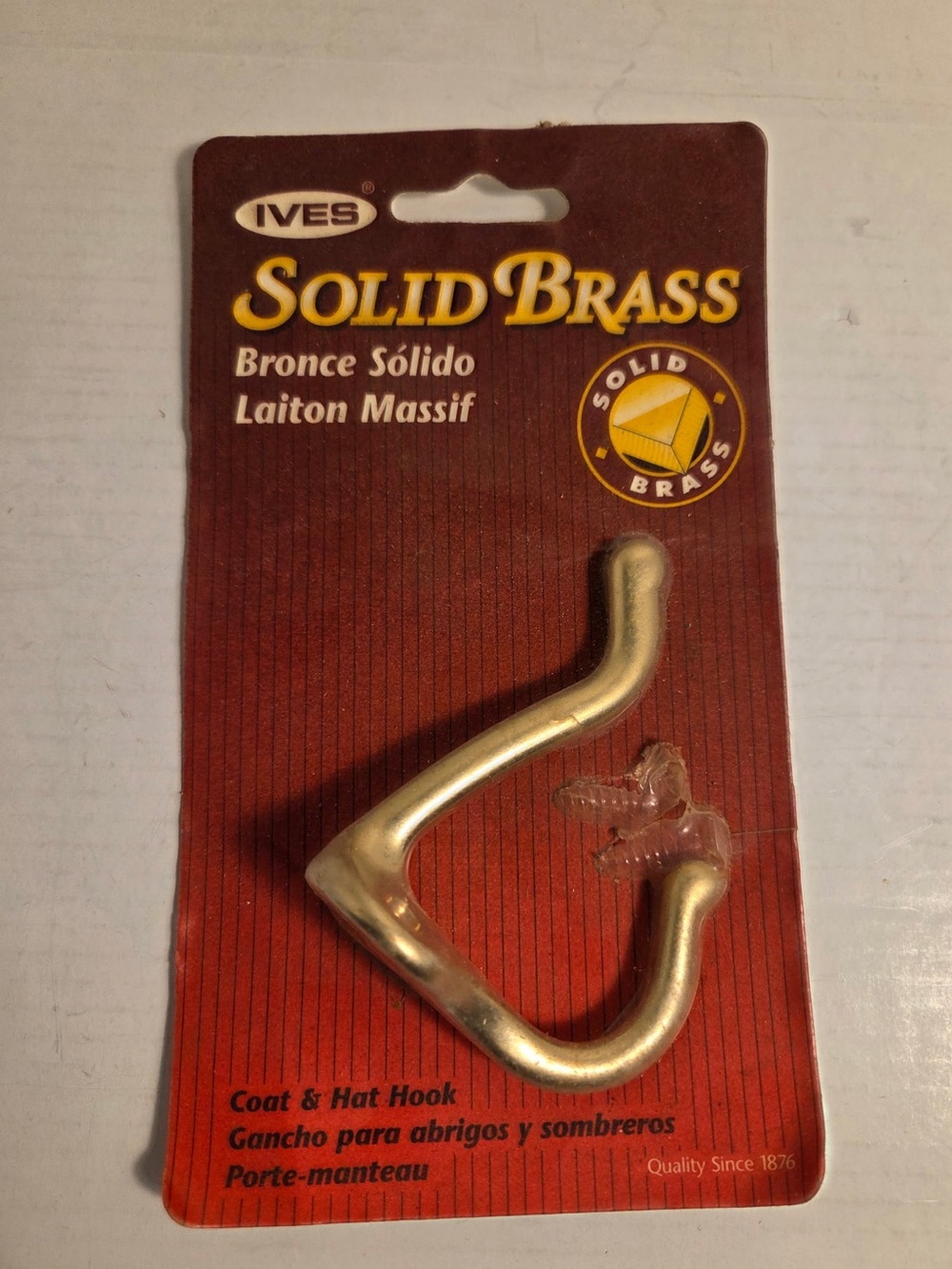 Vintage Ives Solid Brass Hat And Coat Hook